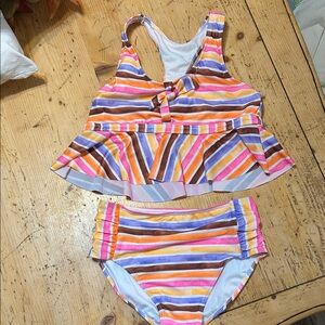 Wonder Nation Multicolor Striped Kids Bikini